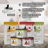 catz finefood Senior Collection Katzenfutter nass - Premium Nassfutter für Ihre Senior Katze - getreidefree, ohne Zucker, hoher Fleischanteil, Vitamine & Mineralien (6 x 200g Dose)