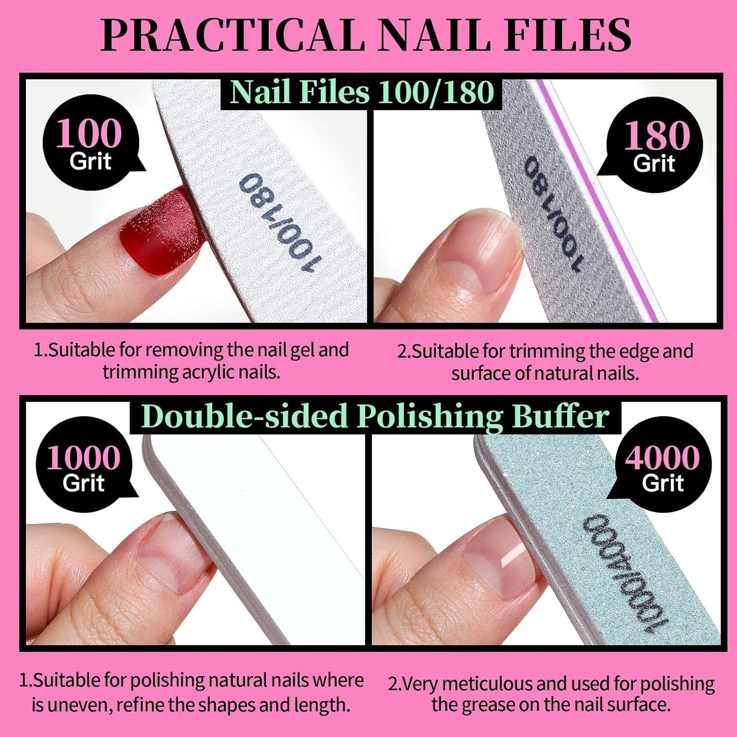 FANDAMEI Kit de Manucure, Buffer Für Gelnägel, Nagelfeile 100/180, Nagelfeilen Für Gelnägel, Nagelhautschieber, Buffer Für Gelnägel, Feilen Für Gelnägel, Nagelzange, Nagelfeilen Set, Maniküre & Pedicure Set