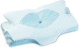 Elviros Housse de Coussin Respirante Oreiller 64 X 12,5/10,5 X 38 cm Gris (Oreiller Avant Uniquement) Oreillers Cervicaux Orthopédiques Naty Shop Bleu