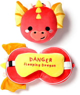 Puckator Relaxeazzz Adoramagics Oreiller de voyage rond en peluche et masque pour les yeux de dragon – Masque de sommeil en peluche pour avion – Oreiller de vol pour enfants et adultes – Masque de sommeil mignon Naty Shop Oreillers de voyage Titre par défaut