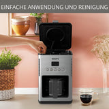 Machine à café expresso avec filtre Krups KM442D Premium | 10-15 tasses | 1000 watts | programmable | fonction maintien au chaud | acier inoxydable | noir