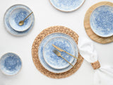 CreaTable, 21652, série Uno Mykonos, service de table 12 pièces, service d'assiettes en porcelaine, passe au lave-vaisselle et au micro-ondes, fabriqué au Portugal