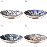 MÄSER 934017 Service de table ibérique bleu pour 4 personnes, 12 pièces, style mauresque, différents designs vintage en blanc et bleu, céramique
