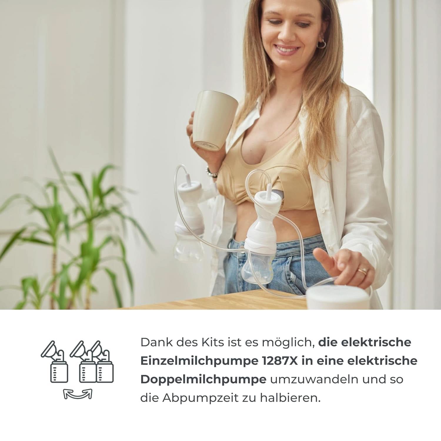 Ensemble de pompe double Nuvita Efficient pour Materno Smart X - 1287KDX | Ensemble complet d'accessoires, biberon anti-colique approuvé par Aio Accesorii Hrana si Alattare Bebe Naty Shop
