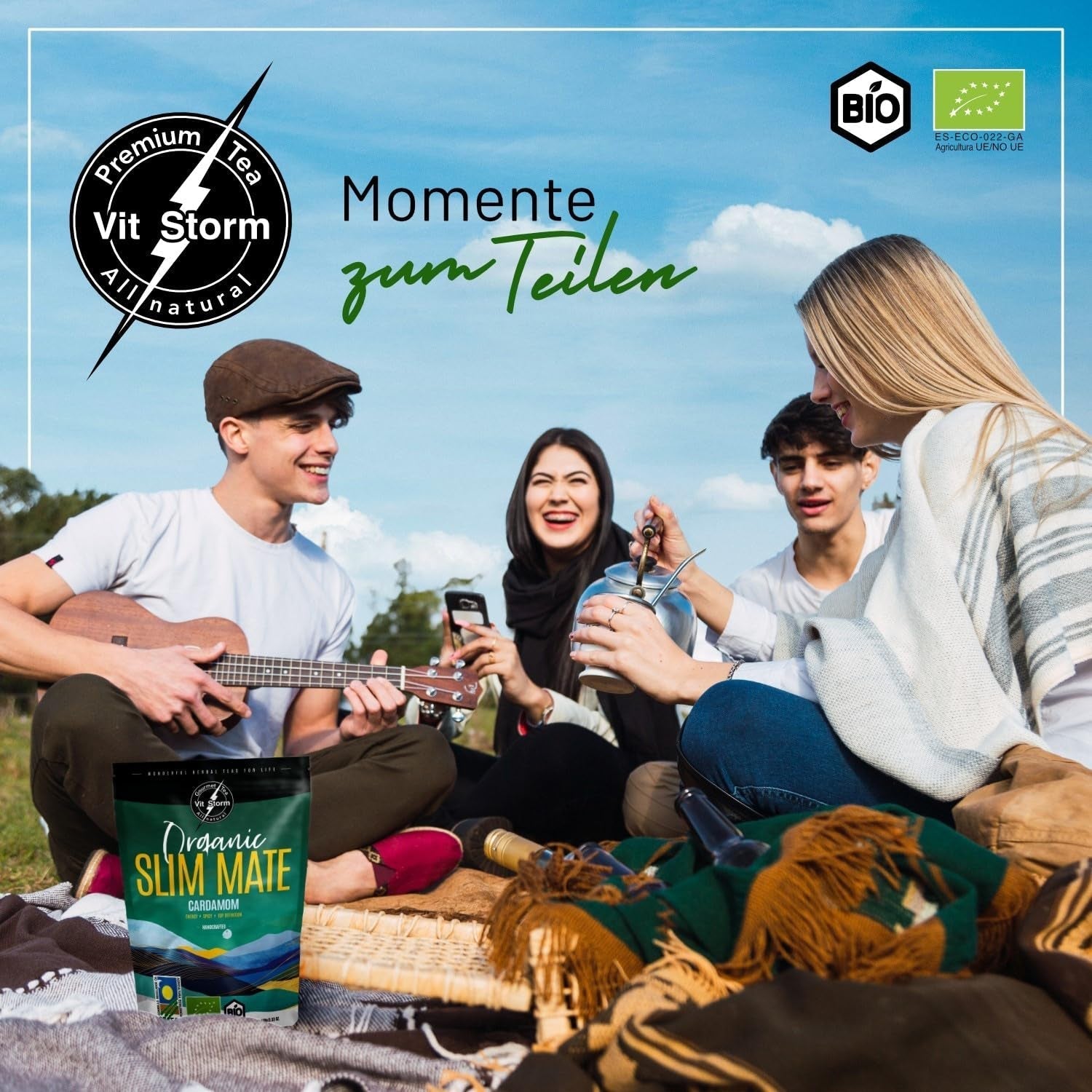 VITSTORM® Slim Tea Cardamome – Thé BIO Yerba Mate – Thé détox et diurétique – 100G