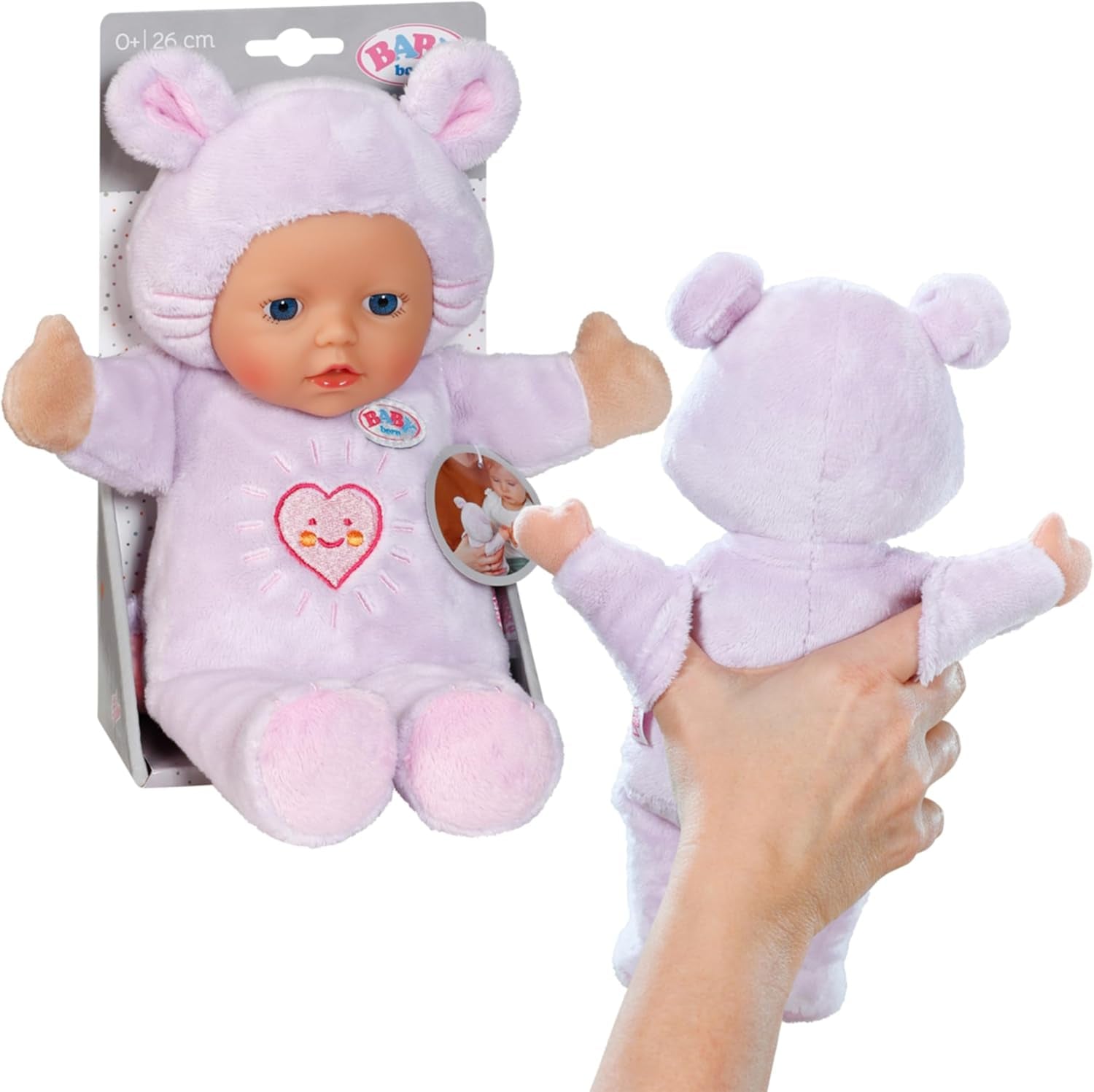 Baby Born for Babies Poupée Douce Souris, 26 cm, avec Oreilles et Poches pour les Doigts, pour Nouveau-nés, 836590 Zapf Creation, Rose
