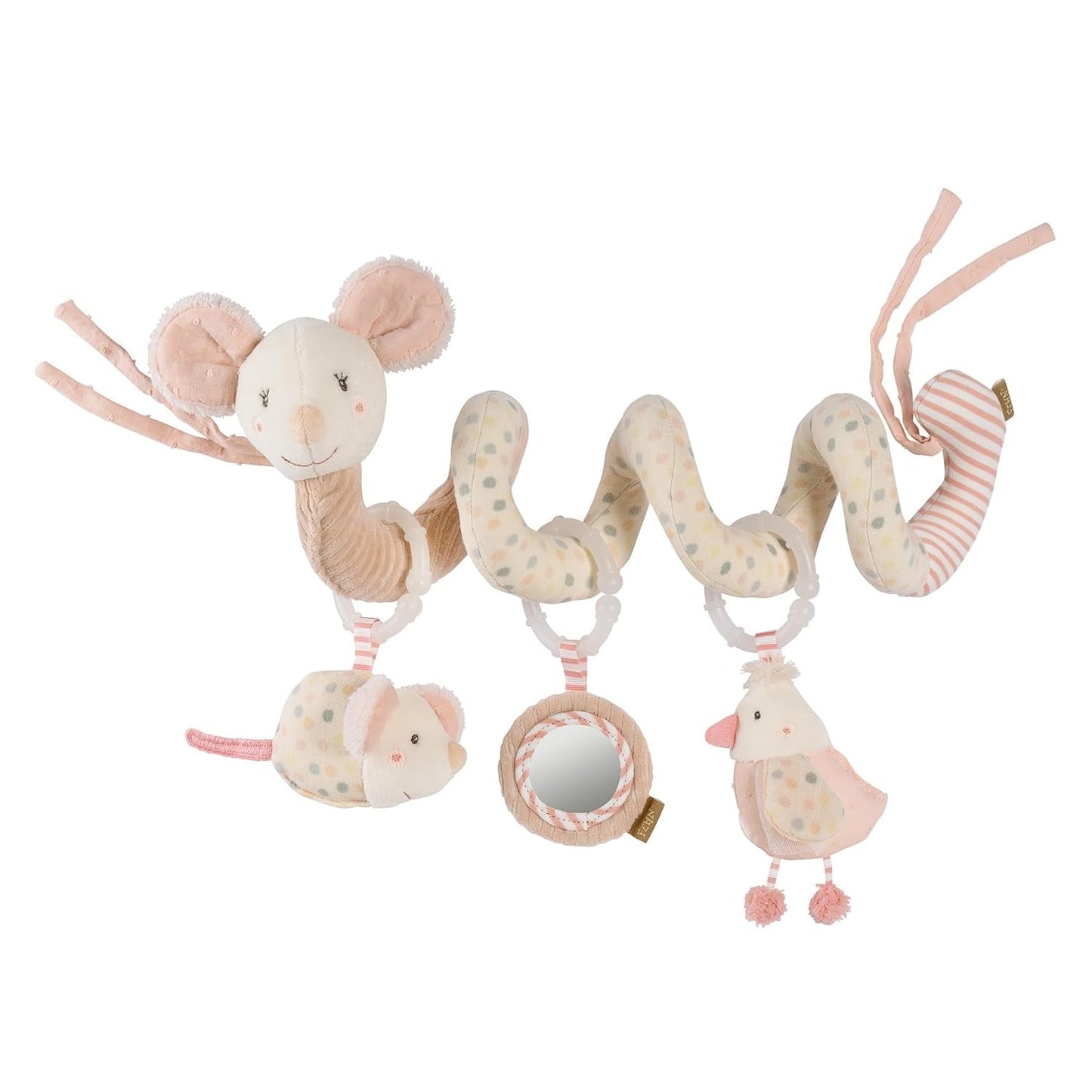 Fehn Activity Spiral Dino - jouet pour poussette à pousser et à tirer - jouet bébé dinosaure pour lit, aire de jeux, poussette et siège auto - jouet d'activité motrice pour bébés et tout-petits à partir de 0 mois Baby Toys Naty Shop Mouse