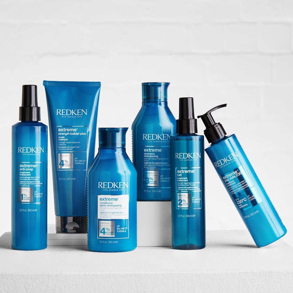 Redken Masque capillaire intensif pour tous les cheveux abîmés répare et régénère Anti-casse Extreme Strength Builder Plus Mask 1 x 250 ml Naty Shop Hair Mask