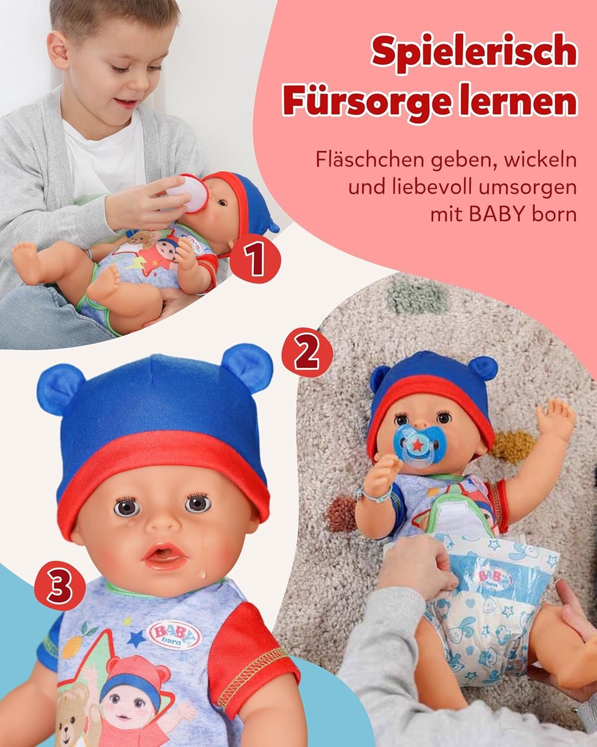 BABY Born Jonas - poupée 43 cm - 10 fonctions dont accessoires et matelas - Fonctionne entièrement sans piles - Convient aux enfants à partir de 3 ans