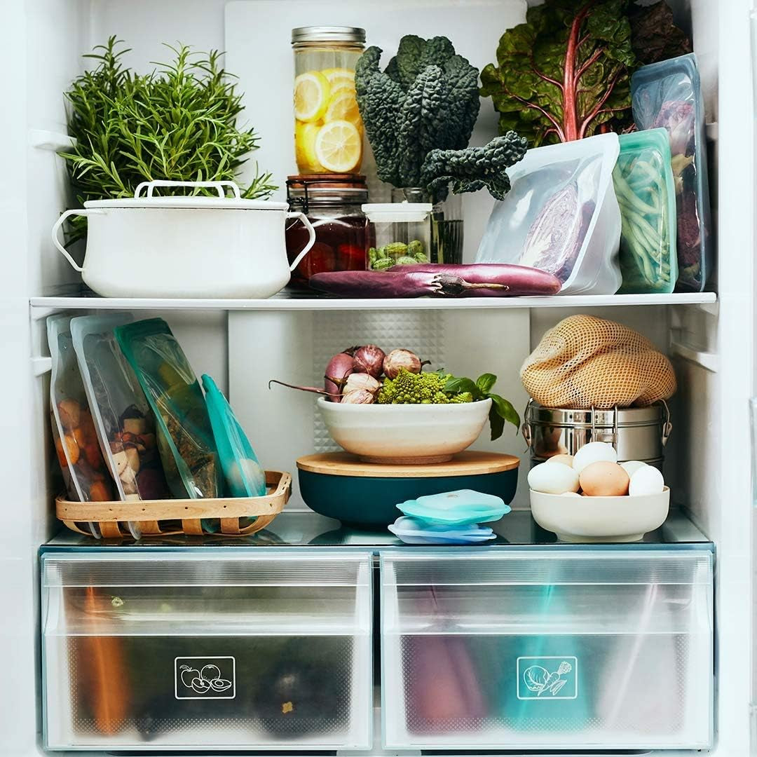 Sac Stasher Sac alimentaire réutilisable en silicone de qualité supérieure Sac à sandwich Transparent Durable Four Lave-vaisselle Congélateur Sac à déjeuner écologique Étanche 828 ml Boîtes de conservation des aliments Naty Shop