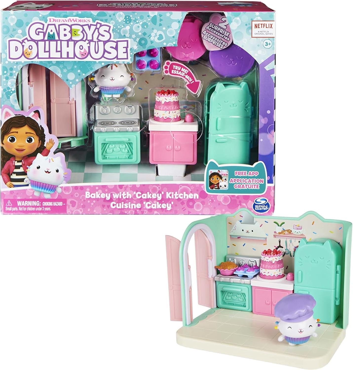 Gabby Dollhouse et Gabby Dollhouse Deluxe Room Sweet Dreams Oreiller de chambre à coucher en forme de chat moelleux et 3 accessoires 3 meubles et 2 boîtes surprises Convient aux enfants de 3 ans et plus