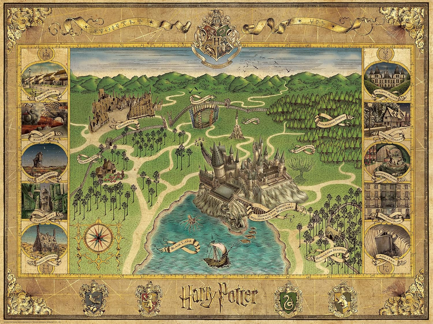 Ravensburger Puzzle 12000720 – Carte de Poudlard – Puzzle 1500 pièces pour adultes et enfants de 14 ans et plus Puzzle de marchandises pour fans de Harry Potter Naty Shop Fantasy
