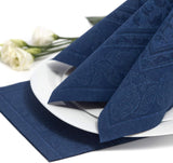 50 serviettes "Collection ROYAL" pli 1/4 40 Cm X 40 Cm bleu foncé "Ornements"