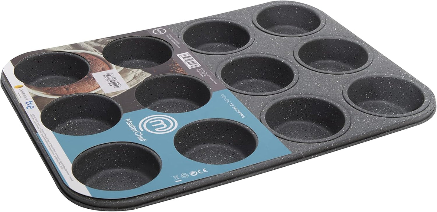 Masterchef MCA-MUF Muffinform Für 12 Cupcakes Muffinblech Aus Karbonstahl, Acier inoxydable, Moules et plaques à pâtisserie en acier Naty Shop