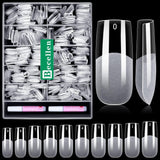 Becellen 500pcs Conseils d'ongles artificiels, Conseils d'ongles en gel souple, Couverture complète, Conseils d'ongles en gel, Ongles artificiels pré-polis, Ensemble de colle DIY Nail Art (Amandes)