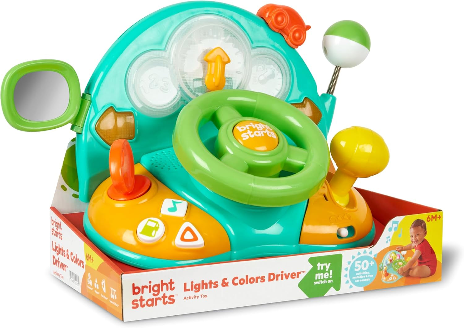 Bright Starts, volant jouet, pilote lumières et couleurs, avec musique, bruits de voiture, clignotants, levier de vitesses et plus Bebe Toys Naty Shop Multicolor 1