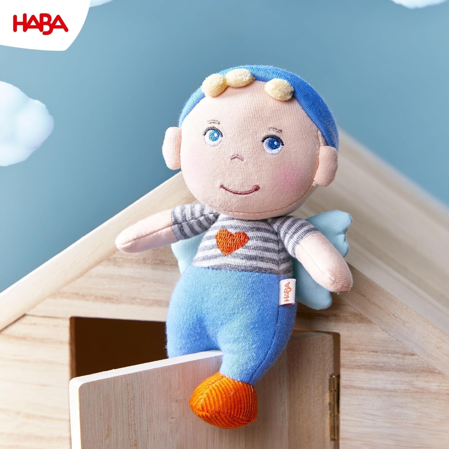 HABA Tapis Ange Gardien - Poupée textile en peluche (15 cm), cadeau de bienvenue idéal pour bébés et jeunes enfants - lavable à 30°C - 2011869001 Poupées Naty Shop