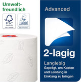 Tork 127530 Papier toilette doux Midi de qualité avancée pour distributeur de papier toilette double rouleau Tork T6 / Papier toilette doux 2 épaisseurs résistant aux déchirures, paquet de 27 (27 x 100 mètres)