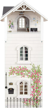 Small Foot Maison de poupée en bois à 3 étages avec façade ouverte et 12 meubles pour 3 ans et plus 11802 Blanc Gris