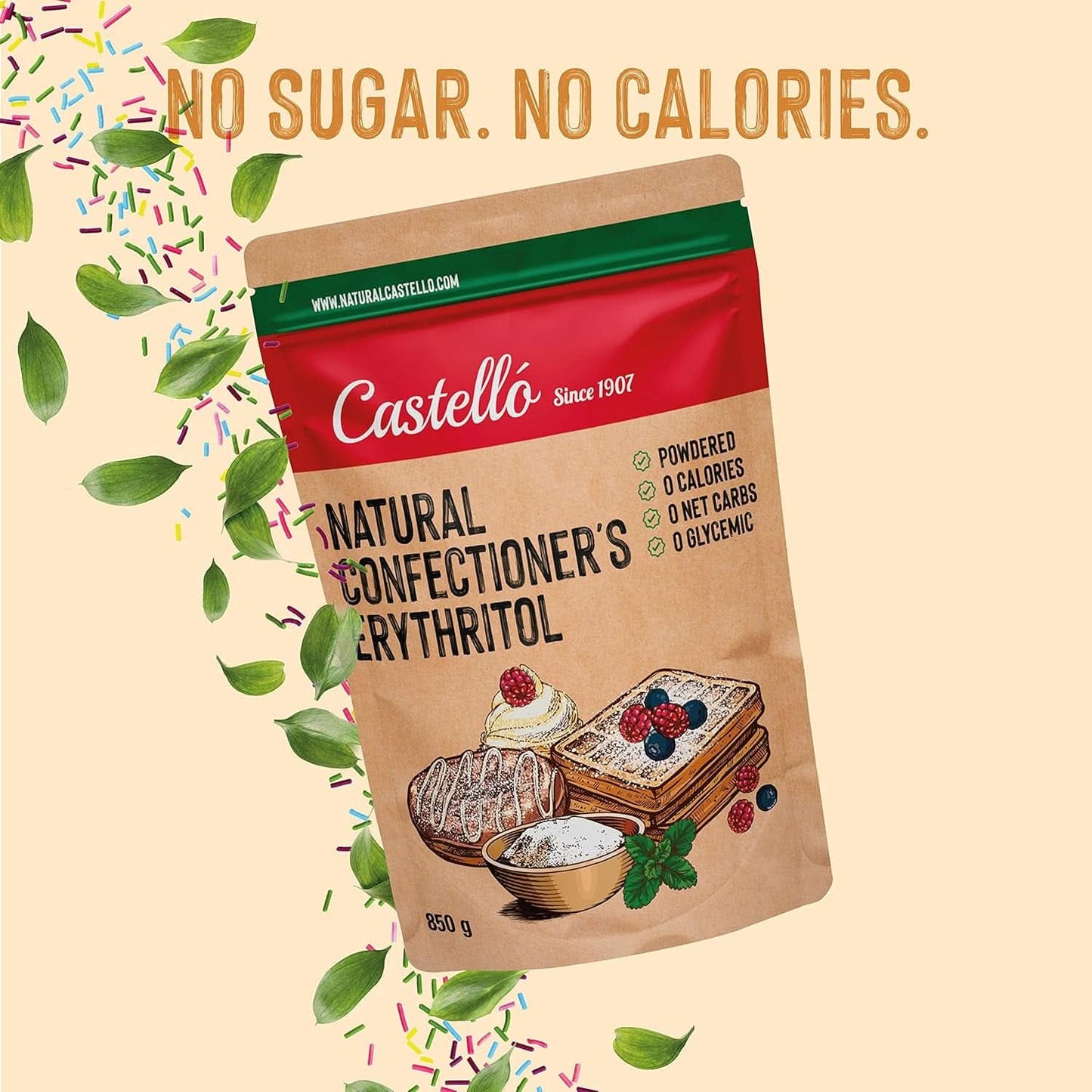 Érythritol naturel - Sucre glace | 10G = 7G de sucre, 850 grammes Édulcorants Naty Shop