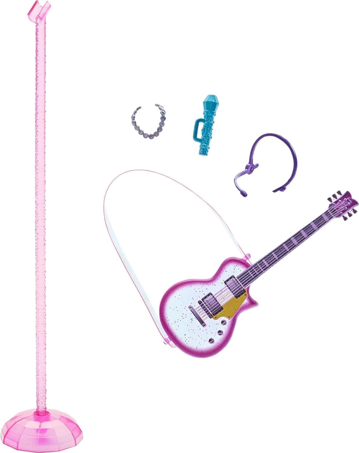 Barbie GYJ22 - scène gratuite pour poupée Big Dream Brooklyn (environ 30 cm, nattes marron) avec chansons de film, lumières, microphone et accessoires, cadeau pour les enfants à partir de 3 ans Naty Shop Dolls