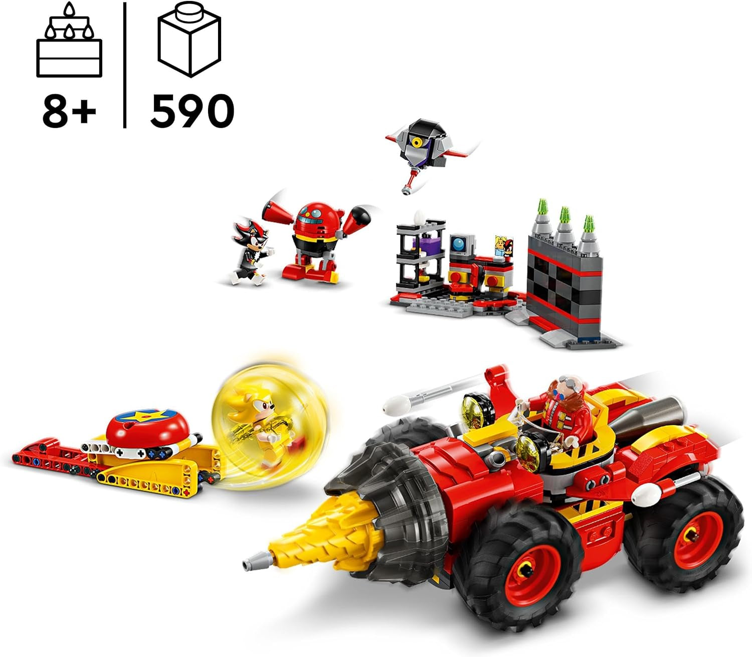 LEGO Sonic le Hérisson Super Sonic contre. Ensemble de jeu vidéo Egg Drillster Adventure, cadeau pour enfants, Shadow et Dr Eggman, pour garçons et filles de 8 ans, 76999 Jeux de construction Besuche den LEGO-Store