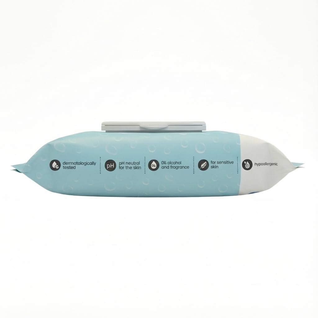Lingettes humides Kindii Water Care - Lingettes Aqua Baby - 100 % viscose, 99,9 % eau, extrait de pamplemousse, taille écharpe 150 x 200, 100 % biodégradables, sans plastique, lingettes nettoyantes pour peaux sensibles