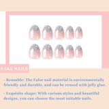 24pcs French Press On Nails Court Brillant Argent Design Ovale Ongles Artificiels Colle Sur Acrylique Brillant Ongles Faux Ongles Pour Femmes Filles