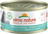 Almo Nature HFC Jelly - Nourriture humide pour chat adulte - Truite et Thon - Qualité humaine, Sans gluten - 6 x 70g
