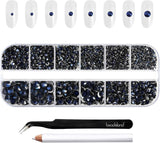 Beadland 2500Pcs Verre Nailart Strasssteine ​​​​Kristall Flatback Edelsteine ​​​​Runde, ​​​​pour Handwerk Gemischt 8 Größen SS4 ~ SS30 Mit Picking Pinzette Und Stift (Kristall Weiss)