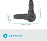 Pièce en L pour Gardena Micro-Drip 4,6 mm (3/16") : pour changer le sens de distribution et les conduites d'égouttement à 90 degrés, installation sans pli, technologie de connexion simple et flexible (13212-20)