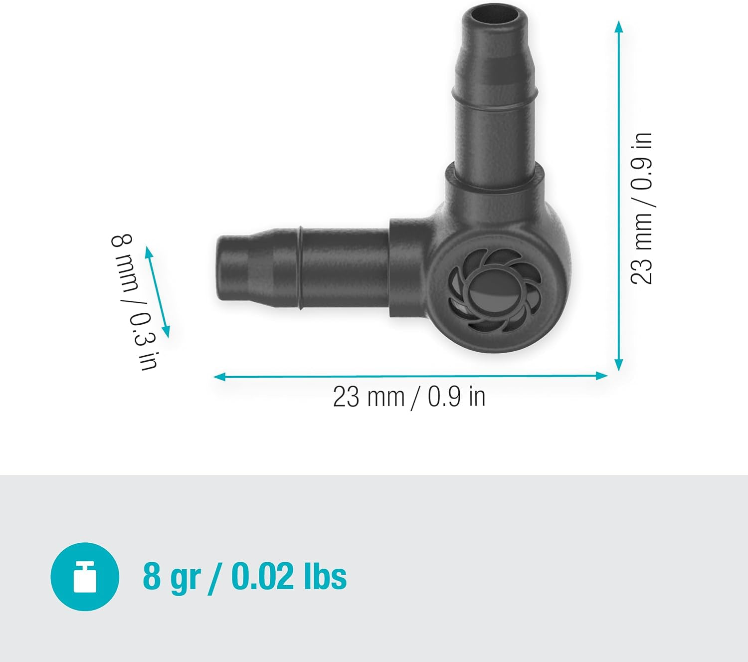 Pièce en L pour Gardena Micro-Drip 4,6 mm (3/16") : pour changer le sens de distribution et les conduites d'égouttement à 90 degrés, installation sans pli, technologie de connexion simple et flexible (13212-20)