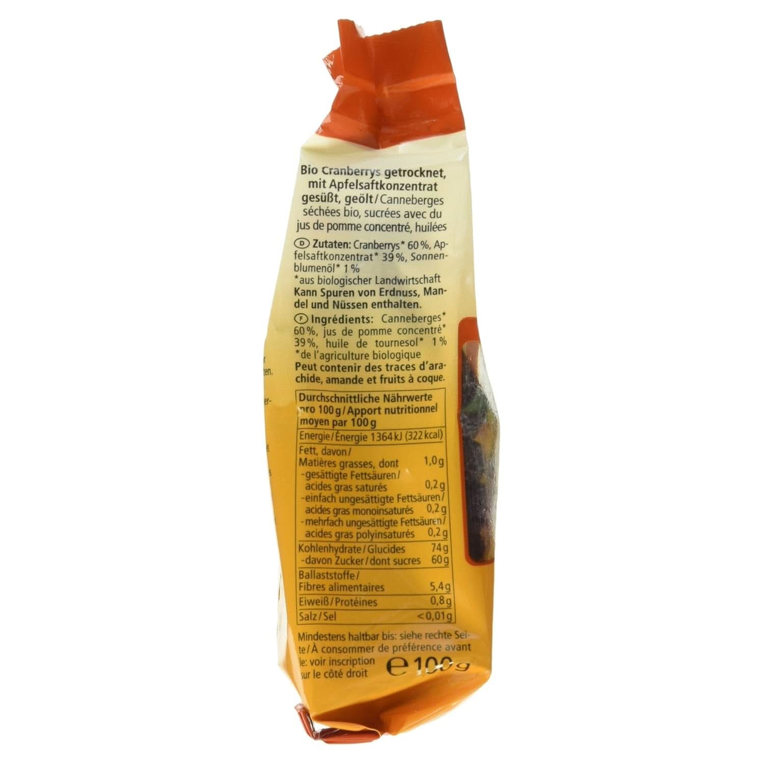 Canneberges biologiques, 100 grammes de produits déshydratés Naty Shop