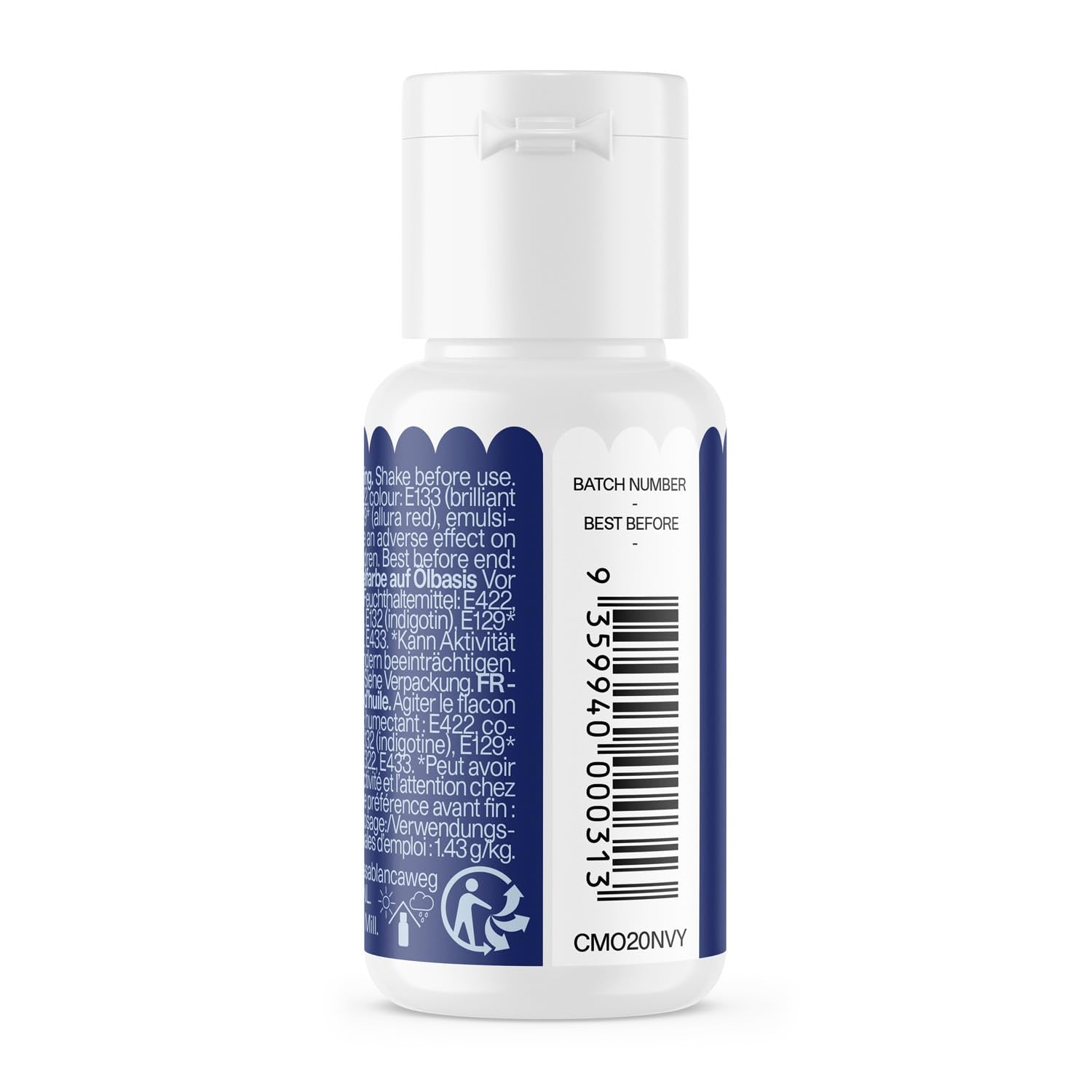 Colorant alimentaire à base d'huile Color Mill Blend, coloris bleu marine - Colorant alimentaire pour chocolat, fondant, muffins, gâteaux, pâtisserie, macarons - Colorant alimentaire pour décoration de gâteaux - 100 ml