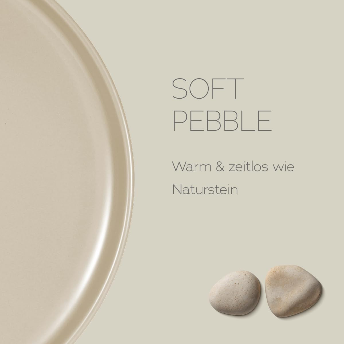 Service de table en grès cérame pour 6, 18 pièces – Plus solide et résistant aux rayures que les assiettes et bols en faïence, beige brillant | L'ensemble de vaisselle comprend 6 assiettes plates, 6 assiettes à dessert et 6 bols -