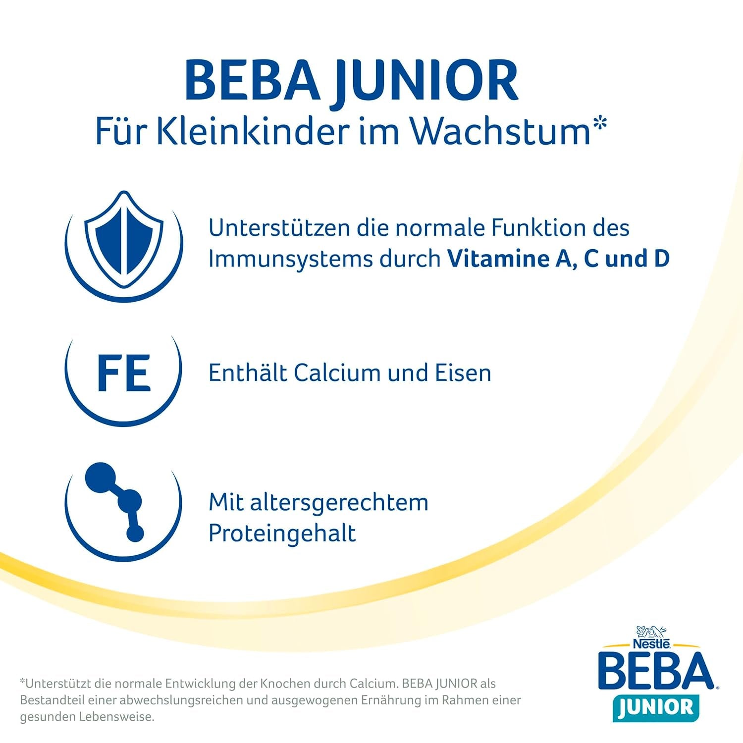 Boisson lactée BEBA Junior 2+ à partir de 2 ans, Avec HMO, Teneur en protéines adaptée à l'âge, Lactose uniquement, Sans huile de palme, Sans huile de poisson, Aliments pour tout-petits, Lait en poudre pour bébé, Lot de 3 (3 x 800 g)