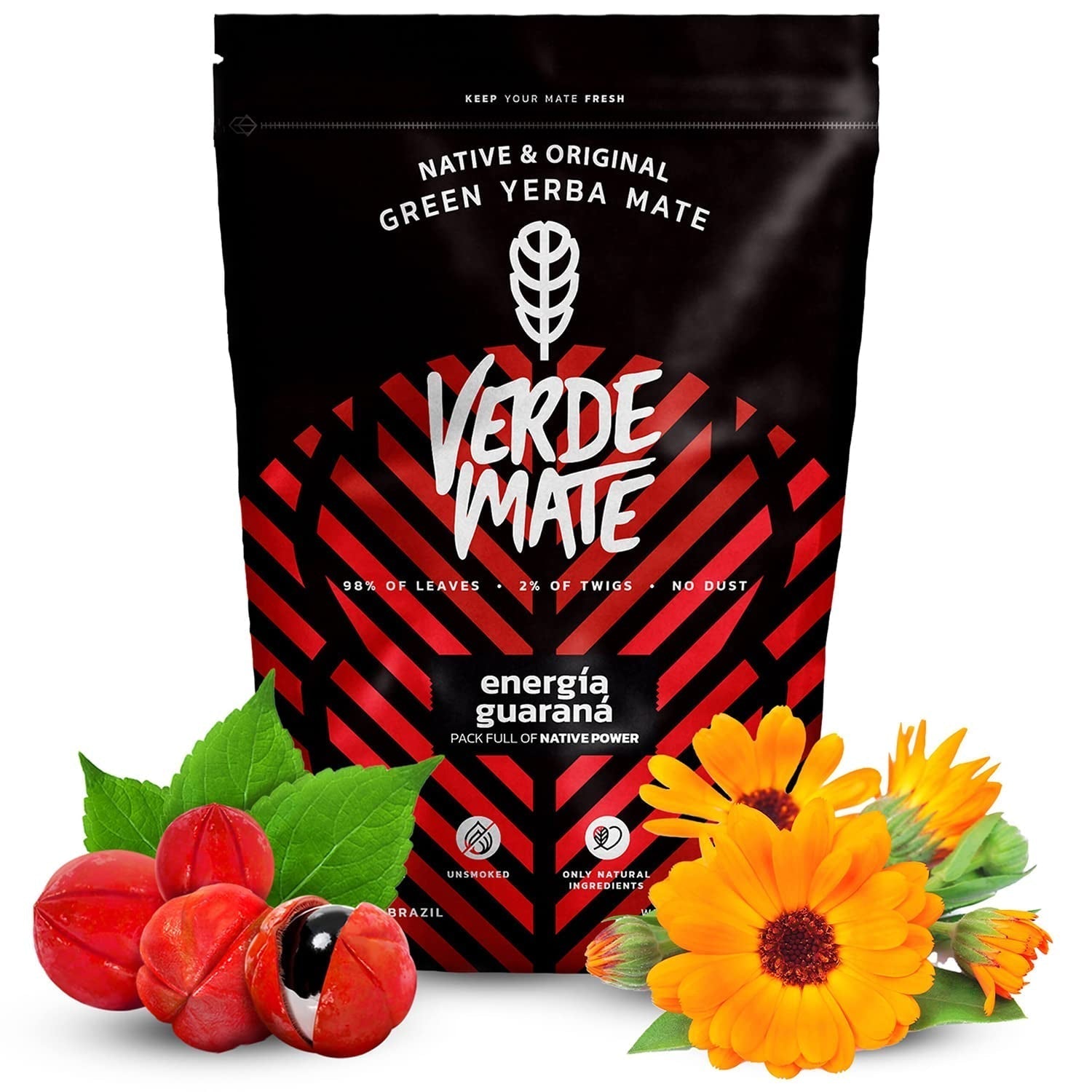 Service à thé Yerba Mate aux herbes | Yerba Maté aux herbes | Green Mate Énergie verte Guarana, Guayusa Jazmin, Salsepareille | Yerba Mate verte brésilienne | 3X500G