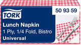Serviette de table Tork Bistrored, pli 1/4, 1 pli, 33 cm × 33 cm, 8 × 400 serviettes, 509359