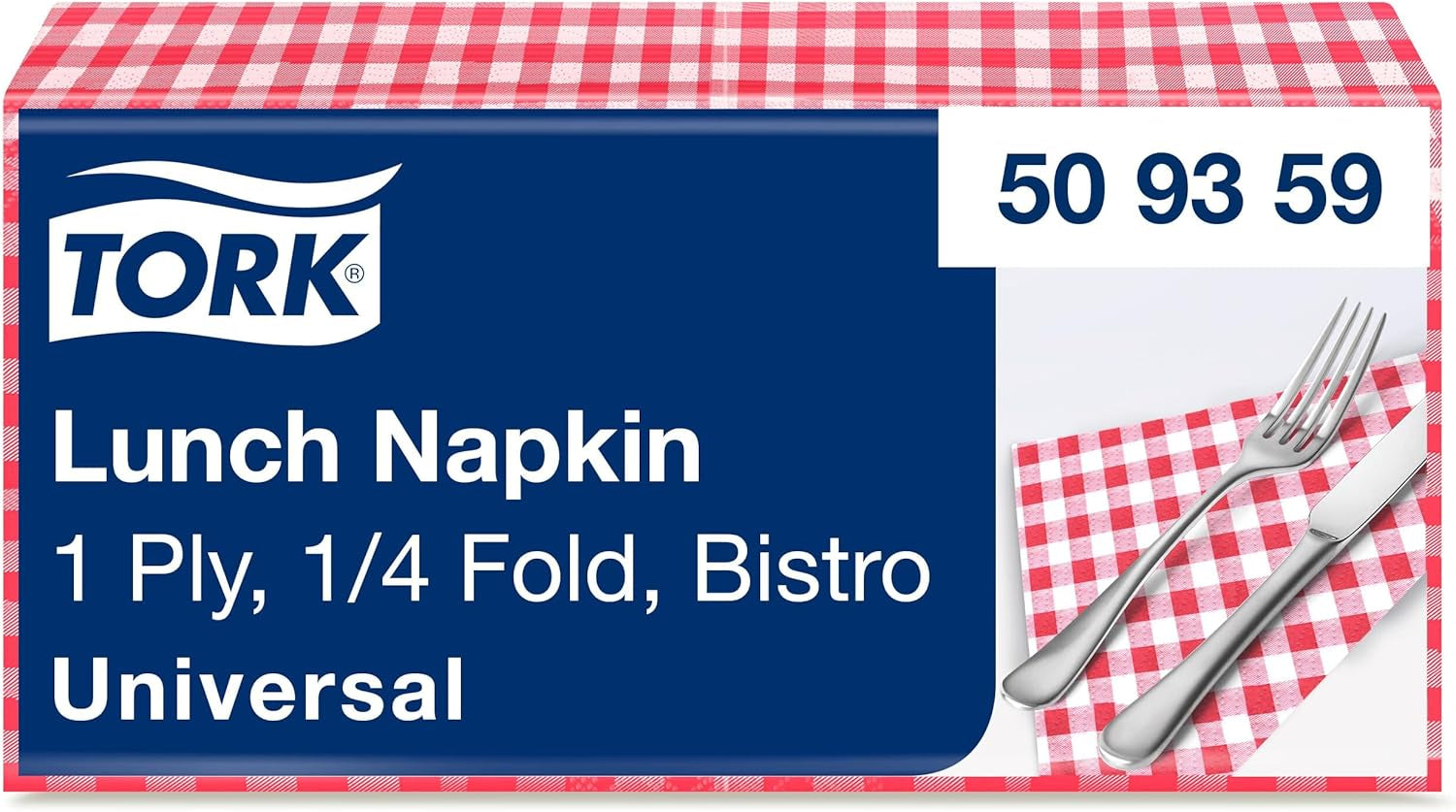Serviette de table Tork Bistrored, pli 1/4, 1 pli, 33 cm × 33 cm, 8 × 400 serviettes, 509359