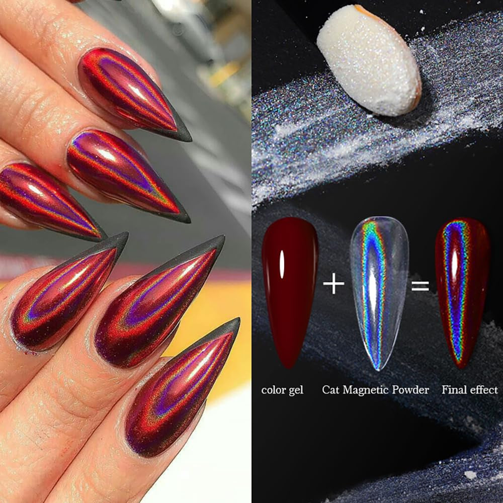 Poudre à ongles chromée Aurora Ice Shimmer poudre de pigment chromé 4 pièces poudre chromée ongles Nail Art Nageldesign