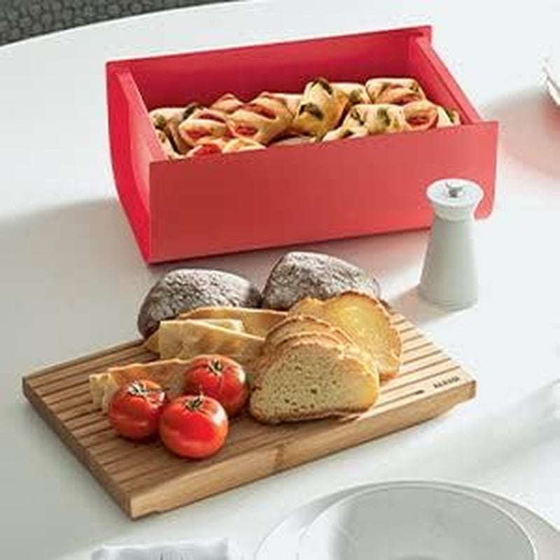 Alessi Mattina BG03 WG - Corbeille à pain en acier inoxydable avec résine époxy et bois de bambou, gris chaud Boîtes de conservation Naty Shop