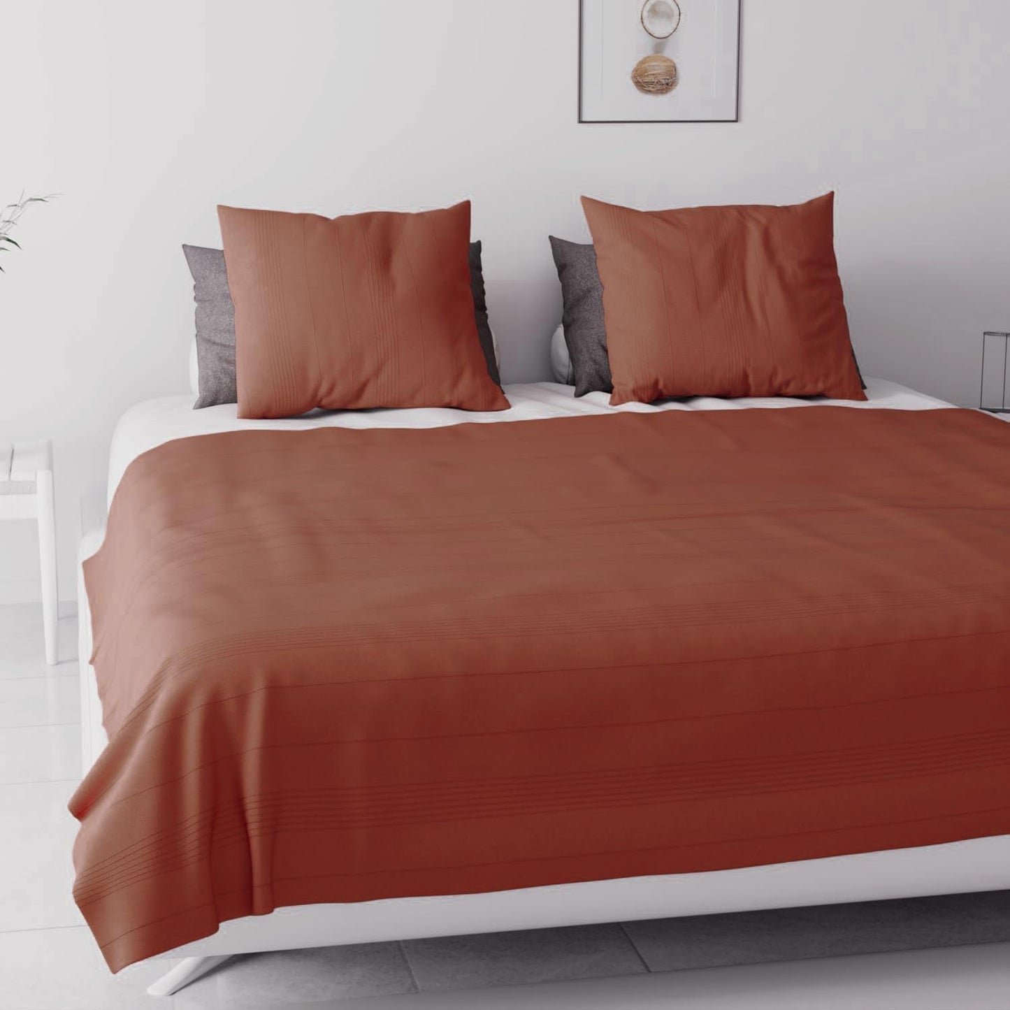 Soleil D'Ocre, Adele, couvre-lit, jeté de canapé, coton, rouge brique, 220 X 240 Cm Lits et Couvertures Besuche den Soleil d'ocre-Store