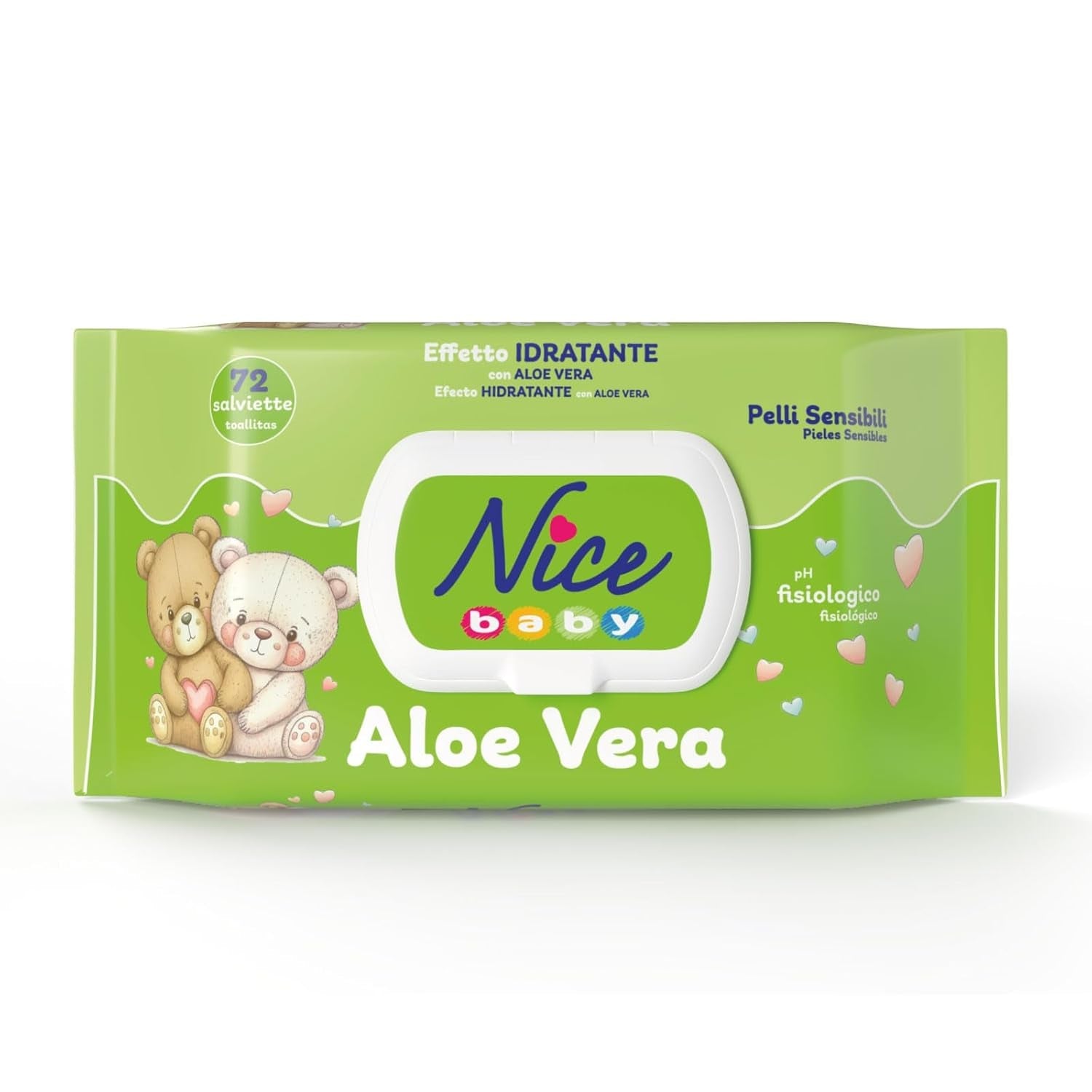 Lingettes nettoyantes pour enfants et bébés - à l'aloe vera et à l'huile d'argan - testées dermatologiquement - pH physiologique - format maxi : paquet de 72 lingettes - Nice