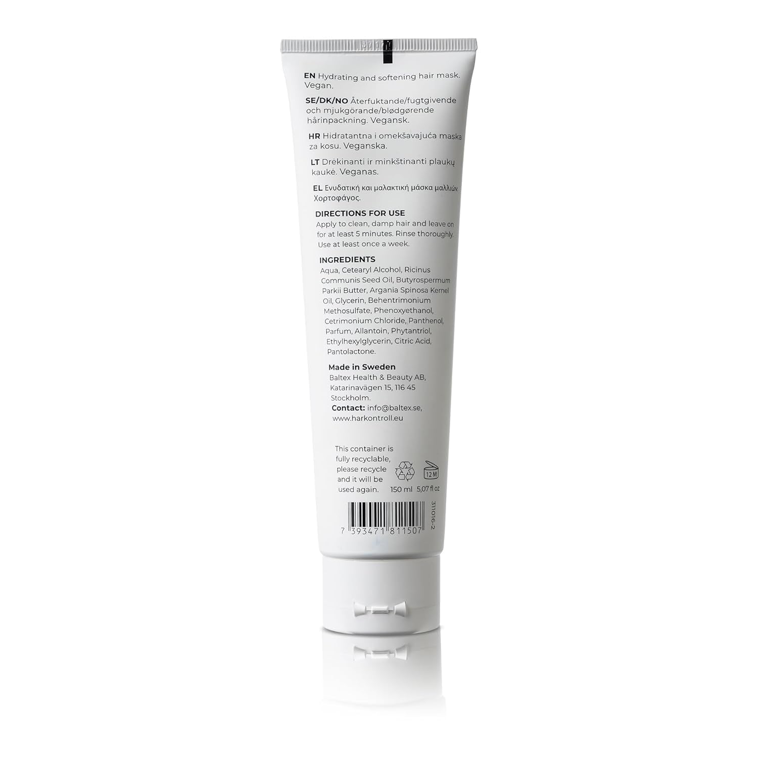 Harkontroll Deep Intense Hydrating Mask, masque capillaire hydratant intense, 150 ml Masque capillaire Naty Shop