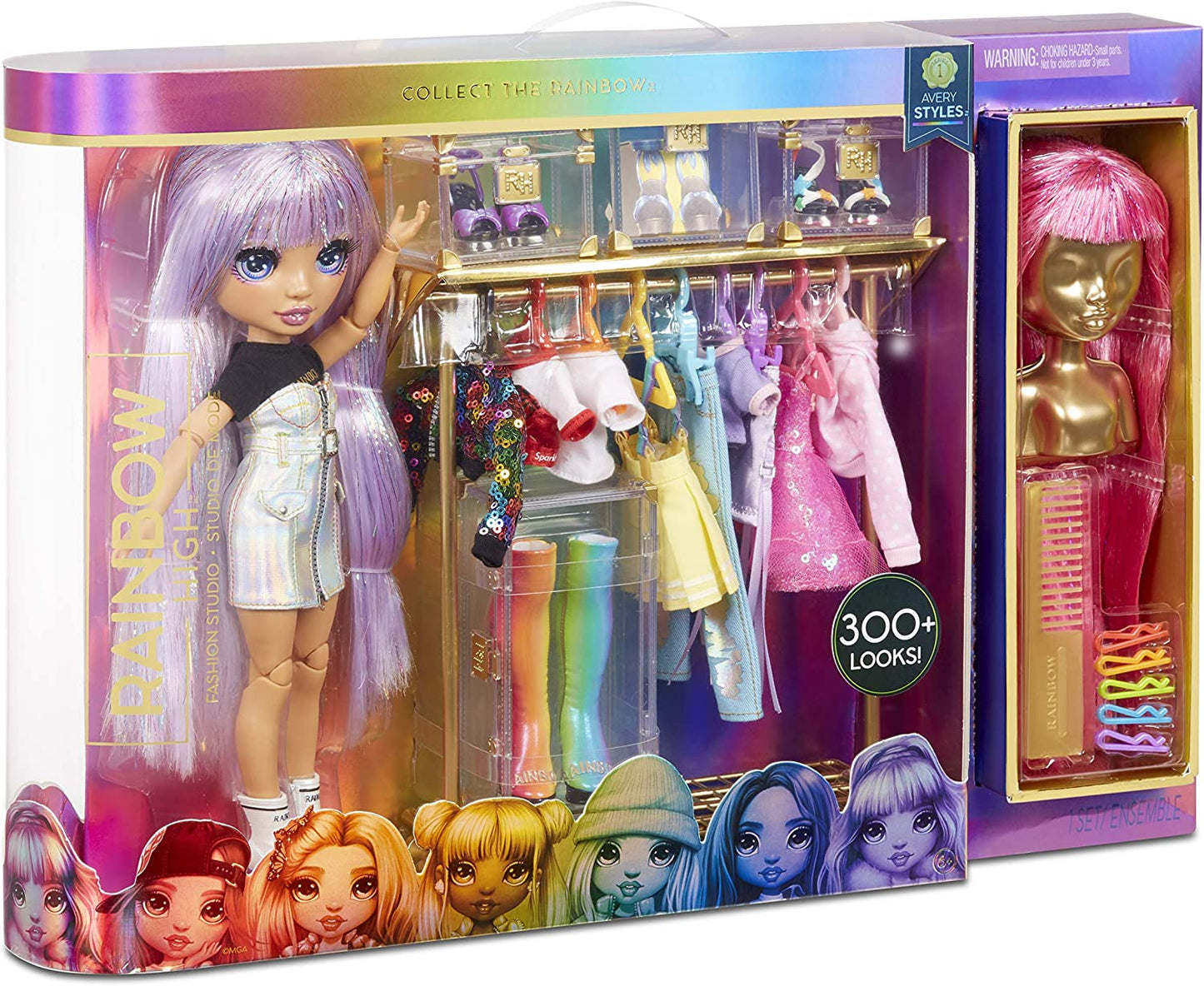 Rainbow High 571049 Fashion Studio - Poupée exclusive avec vêtements, accessoires et 2 perruques brillantes - Créez plus de 300 tenues !