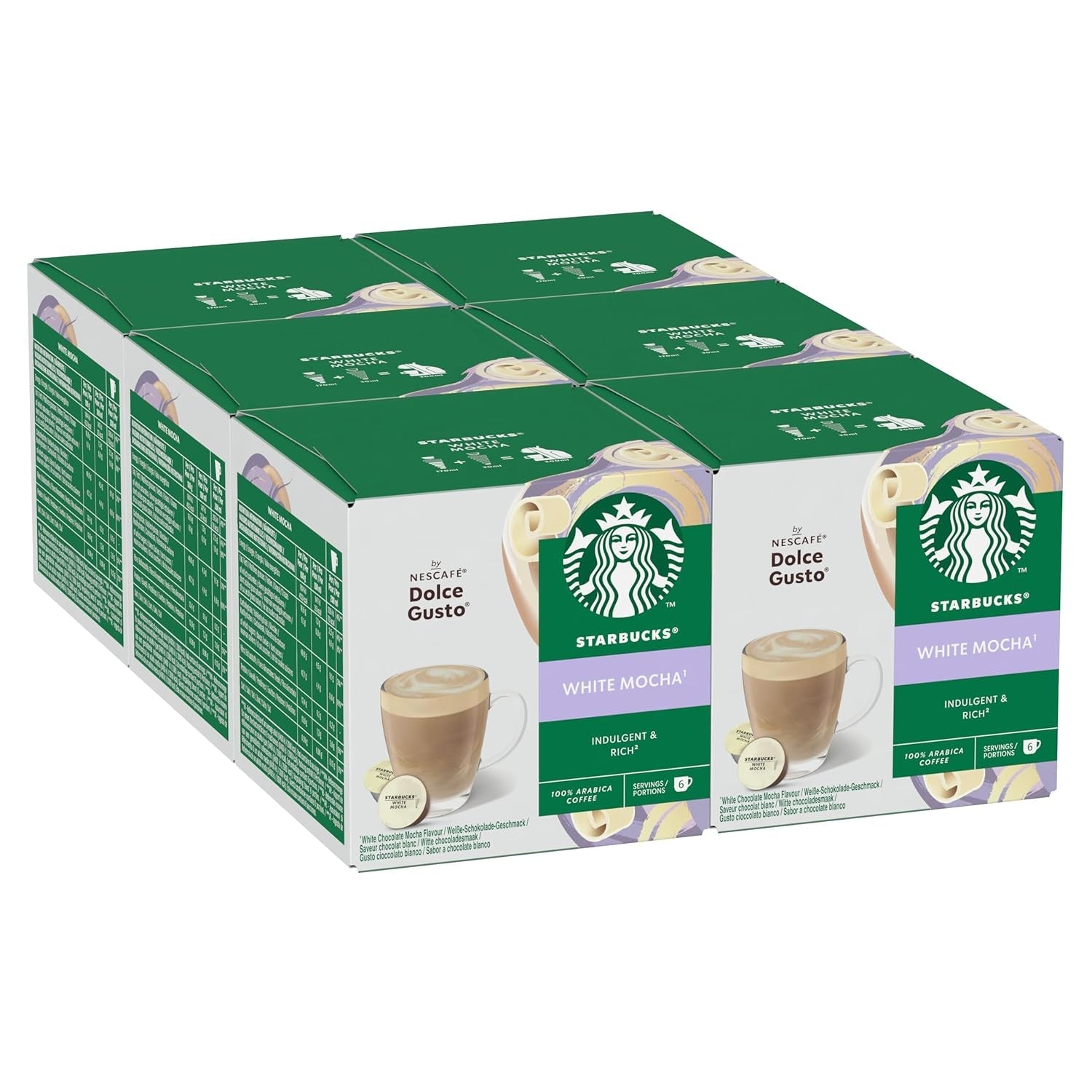 STARBUCKS White Mocha par Nescafé Dolce Gusto Kaffeekapseln 6 x 12 (72 Kapseln)