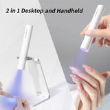 Denabuty Lampe UV pour Vernis à Ongles Gel, Mini Lampe LED U V pour Remplacement des Ongles avec Support Tragbare Petite Lampe UV pour Vernis à Ongles Gel, pour Aushärten Von Nagelkleber & Nail Tips Blanc