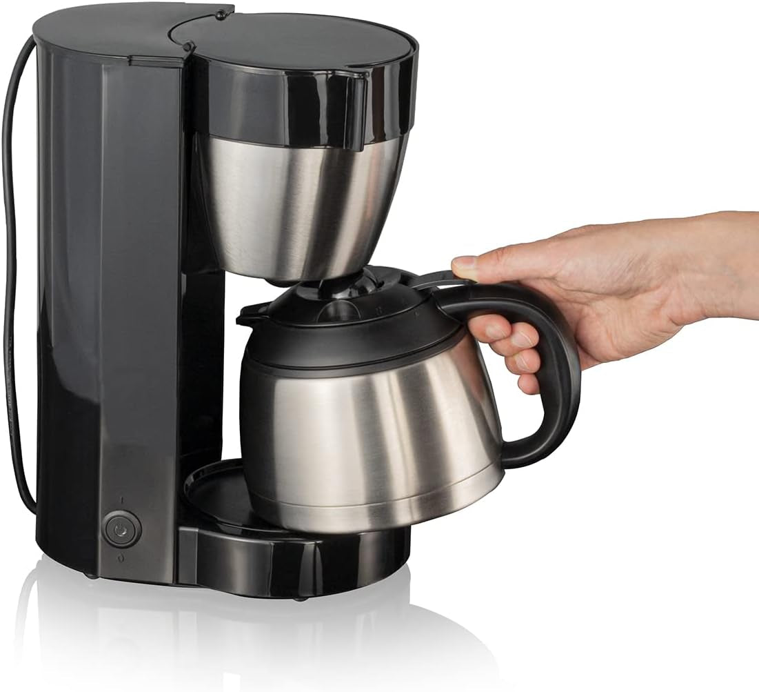 Cloer 5009 Machine à expresso à filtre gardant au chaud jusqu'à 8 tasses 800 W avec carafe isolée en acier inoxydable 1x4 tasse filtrante noir
