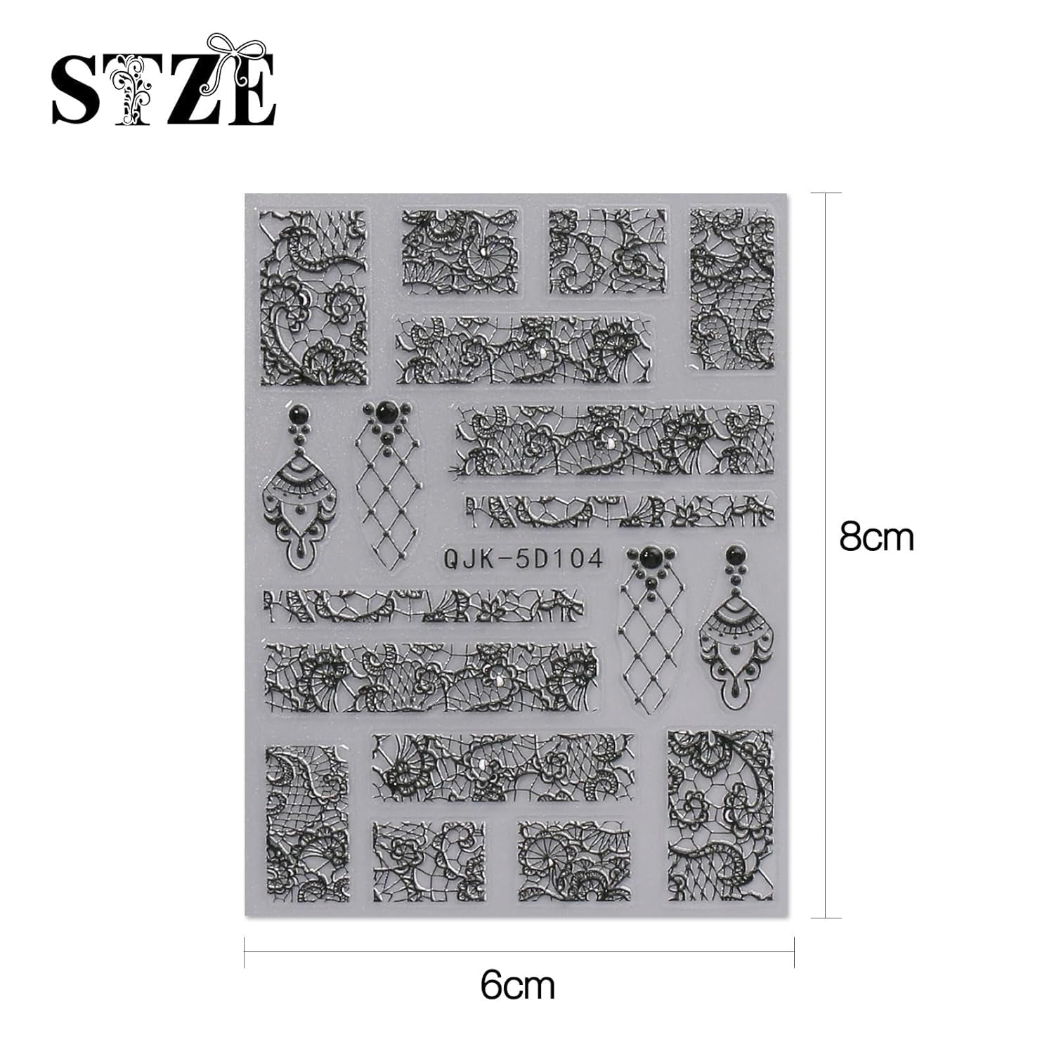 JMEOWIO Autocollants pour ongles 3D Noir Blanc Fleurs Nail Art Autocollants Autocollants pour ongles 5D Stéréoscopiques Fleurs Décoration Nageldesign Zubehör 4 Blatt