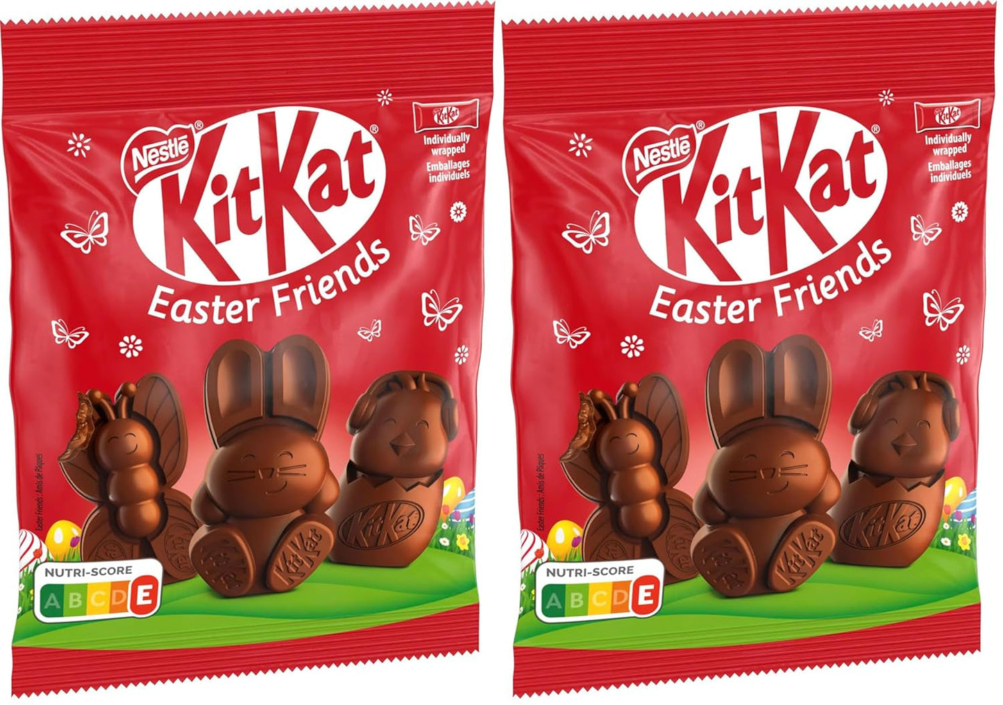 NESTLÉ Easter Friends Mini figurines de Pâques en chocolat au lait avec morceaux croquants, paquet de 2 (1 x 65 g)